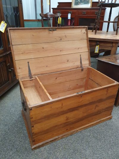 Antique Edwardian Pine Box Chest - Image 6