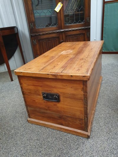 Antique Edwardian Pine Box Chest - Image 4