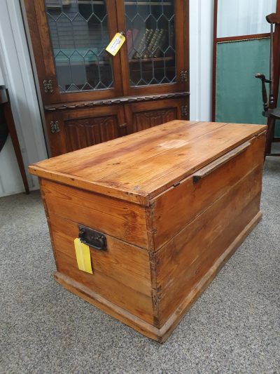 Antique Edwardian Pine Box Chest - Image 8