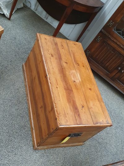 Antique Edwardian Pine Box Chest - Image 9