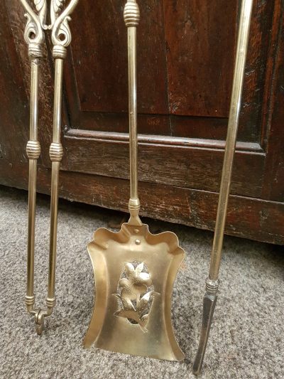 Antique Victorian Set of Brass Fire Irons - Image 6