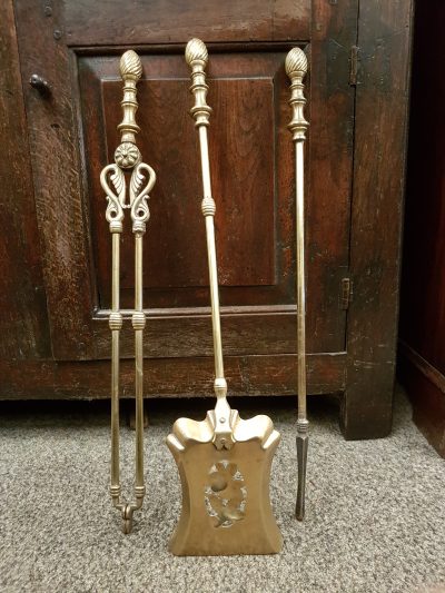 Antique Victorian Set of Brass Fire Irons - Image 7