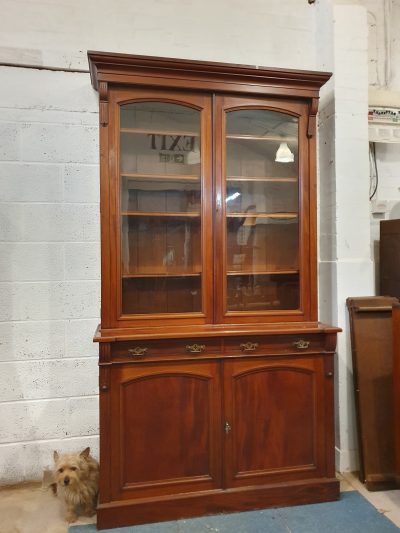 Tall Antique Glazed Top Bookcase - Image 7