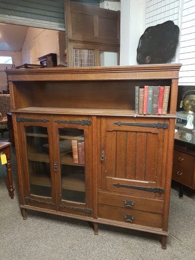 Good Antique Arts & Crafts Oak Bookcase - Image 10