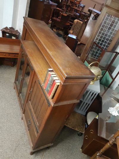 Good Antique Arts & Crafts Oak Bookcase - Image 11