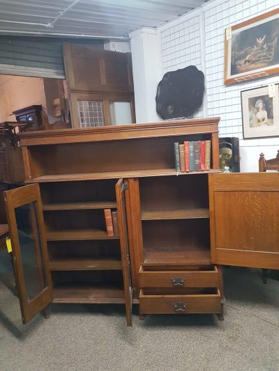 Good Antique Arts & Crafts Oak Bookcase - Image 5