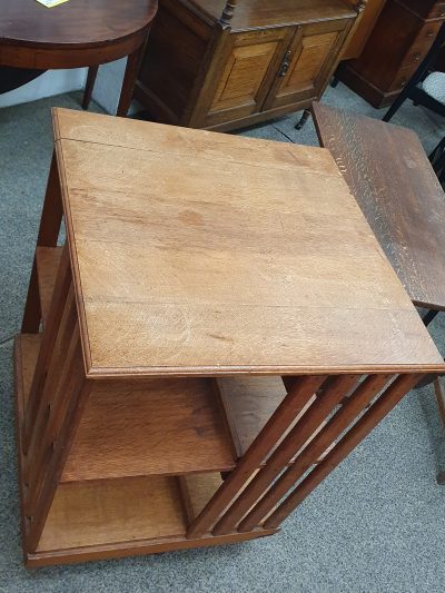 Antique Edwardian Oak Revolving Bookcase - Image 6