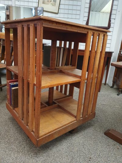 Antique Edwardian Oak Revolving Bookcase - Image 2