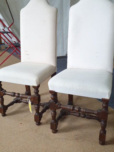 Antique Style Pair of  High Back Chairs - Image 4