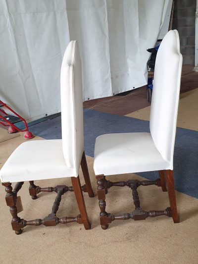 Antique Style Pair of  High Back Chairs - Image 2