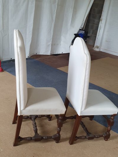 Antique Style Pair of  High Back Chairs - Image 6