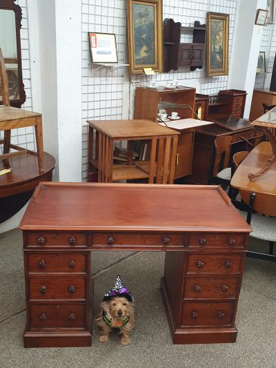 Good Antique Victorian Pedestal Side Table Desk - Image 5