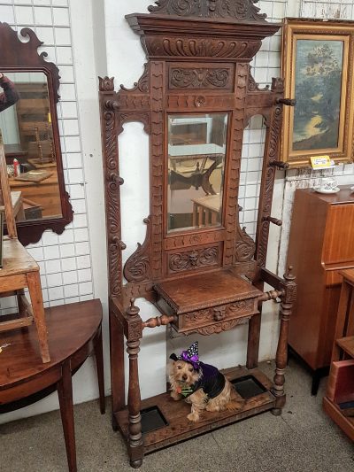 Antique Oak Green Man Hall Stand - Image 13