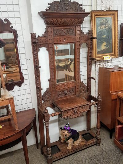 Antique Oak Green Man Hall Stand - Image 12