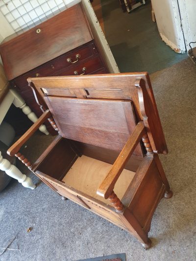 Antique Edwardian Oak Monks Bench Table - Image 4