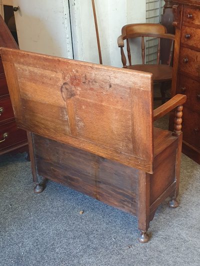 Antique Edwardian Oak Monks Bench Table - Image 8