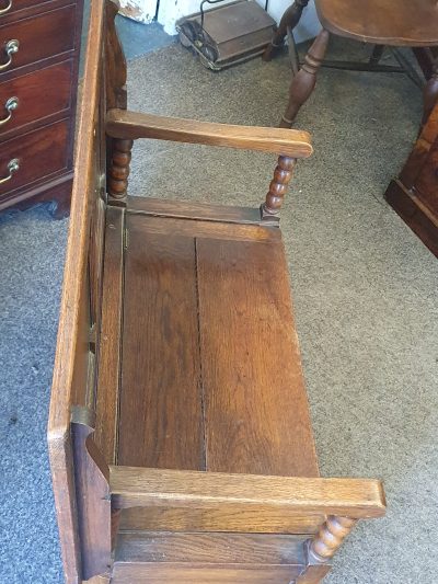 Antique Edwardian Oak Monks Bench Table - Image 9