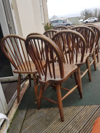 Antique Circa 1900 Set of 12 Country Kitchen Dining Chairs - Image 2