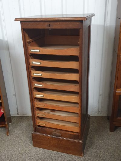 Antique Edwardian Oak Office Tambour Front Filing Cabinet - Image 7