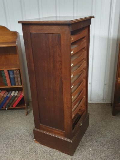 Antique Edwardian Oak Office Tambour Front Filing Cabinet - Image 5