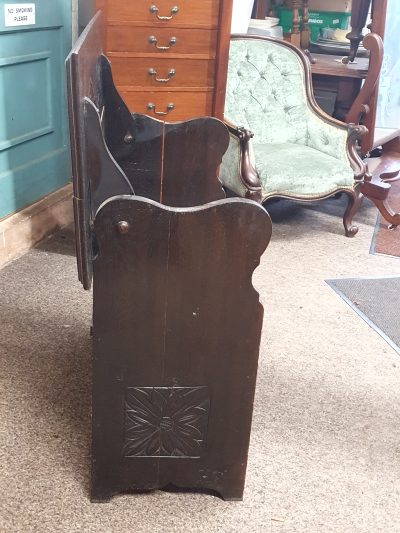 Small Antique Edwardian Oak Monks Table Bench - Image 2