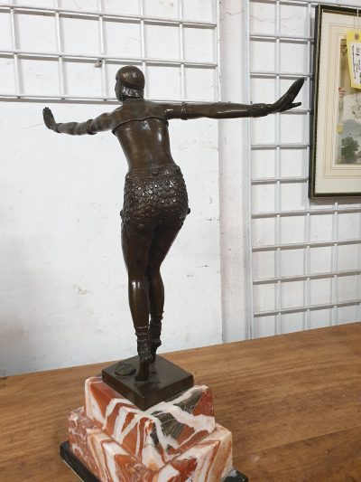 Antique French Art Deco Bronze Lady - Image 3