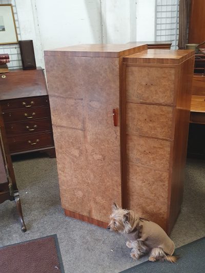 Good Small Art Deco 1930's Walnut Wardrobe - Image 4