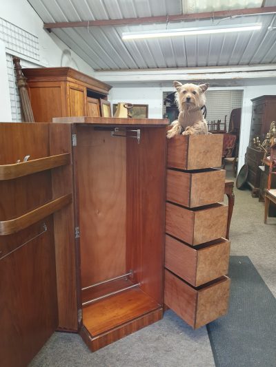 Good Small Art Deco 1930's Walnut Wardrobe - Image 6