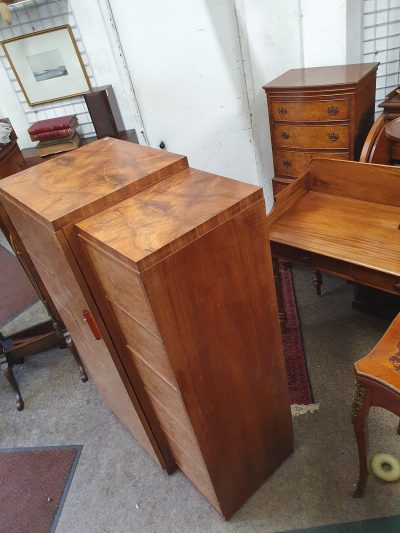 Good Small Art Deco 1930's Walnut Wardrobe - Image 5