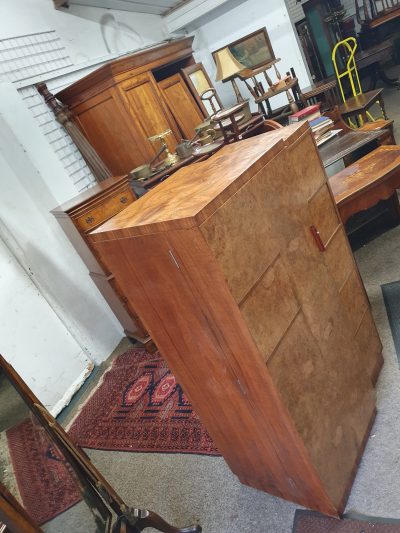 Good Small Art Deco 1930's Walnut Wardrobe - Image 2