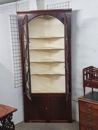 Tall Antique Georgian Corner Display Cabinet - Image 2