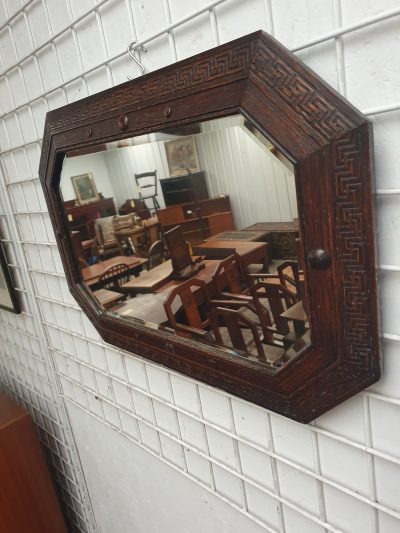 Small Antique Edwardian Oak Mirror - Image 3