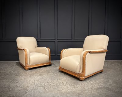 Art Deco Walnut & Leather 3-Piece Suite - Image 3