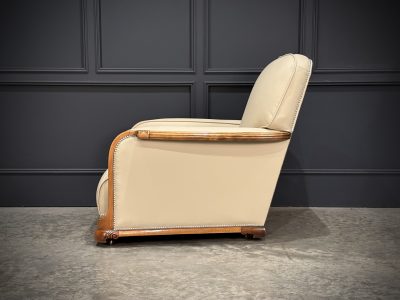 Art Deco Walnut & Leather 3-Piece Suite - Image 12