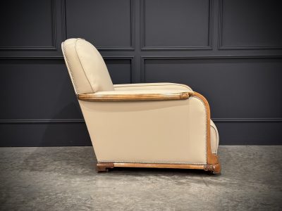 Art Deco Walnut & Leather 3-Piece Suite - Image 14