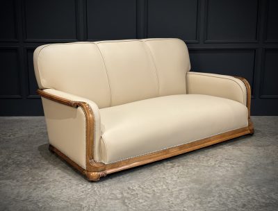 Art Deco Walnut & Leather 3-Piece Suite - Image 15