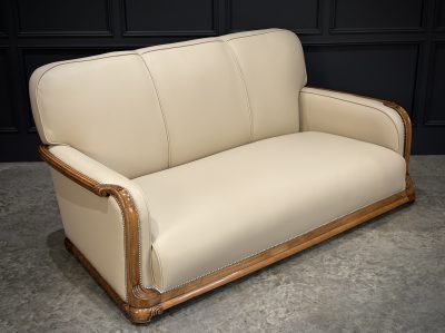 Art Deco Walnut & Leather 3-Piece Suite - Image 16