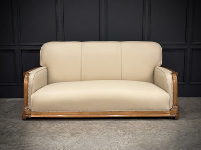 Art Deco Walnut & Leather 3-Piece Suite - Image 17