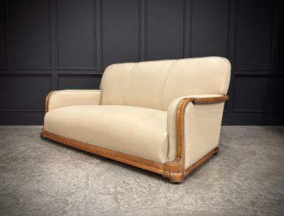 Art Deco Walnut & Leather 3-Piece Suite - Image 19