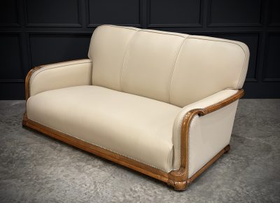 Art Deco Walnut & Leather 3-Piece Suite - Image 20