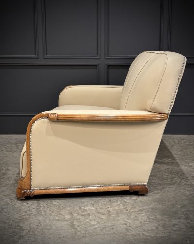 Art Deco Walnut & Leather 3-Piece Suite - Image 21