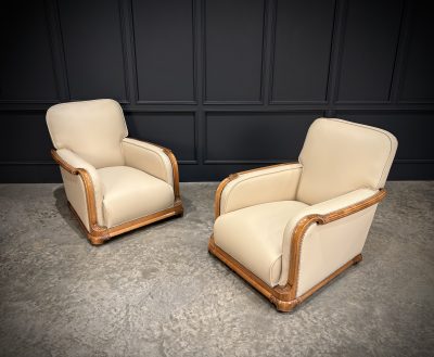 Art Deco Walnut & Leather 3-Piece Suite - Image 4