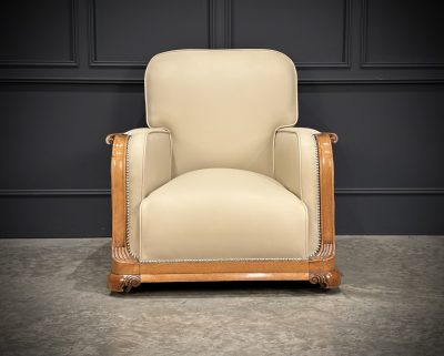 Art Deco Walnut & Leather 3-Piece Suite - Image 6