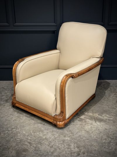 Art Deco Walnut & Leather 3-Piece Suite - Image 10