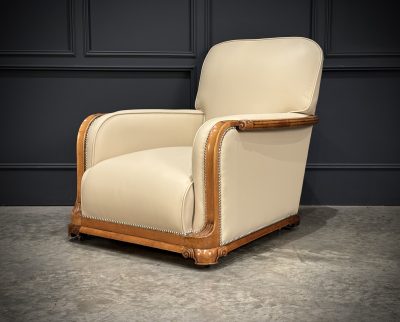 Art Deco Walnut & Leather 3-Piece Suite - Image 11