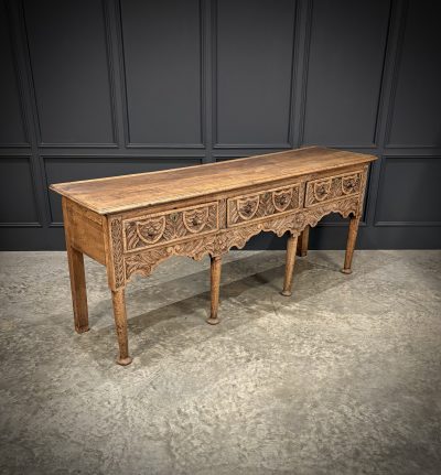 Bleached George III Carved Oak Dresser Base - Image 2