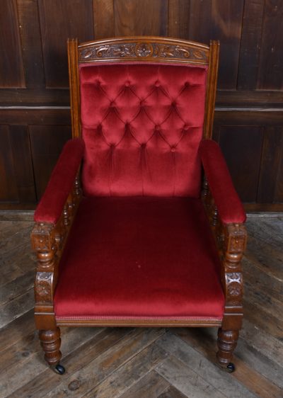 Edwardian Oak Library Chair SAI3647 - Image 3