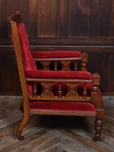 Edwardian Oak Library Chair SAI3647 - Image 10