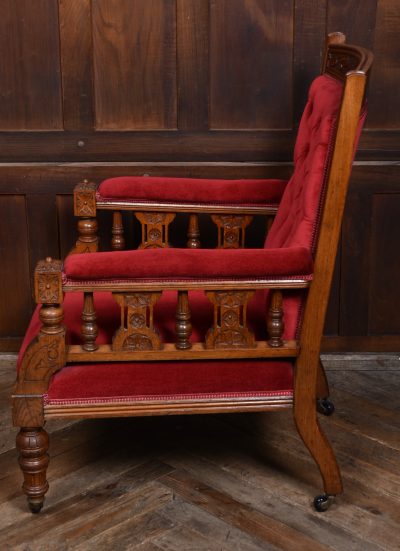 Edwardian Oak Library Chair SAI3647 - Image 13