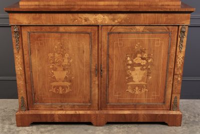 Figured Walnut Marquetry Inlaid Glazed Bookcase - Image 12